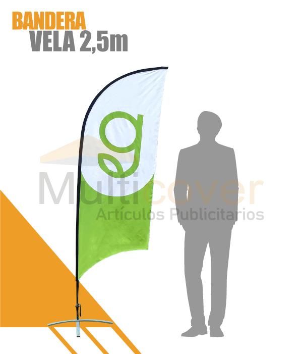 Bandera publicitaria tipo vela de 2.5 m personalizada
