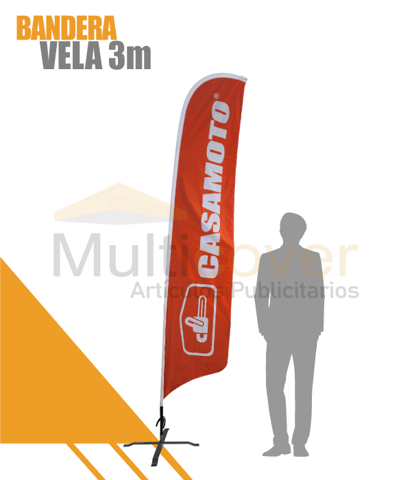 Bandera publicitaria tipo vela de 3 metros personalizada