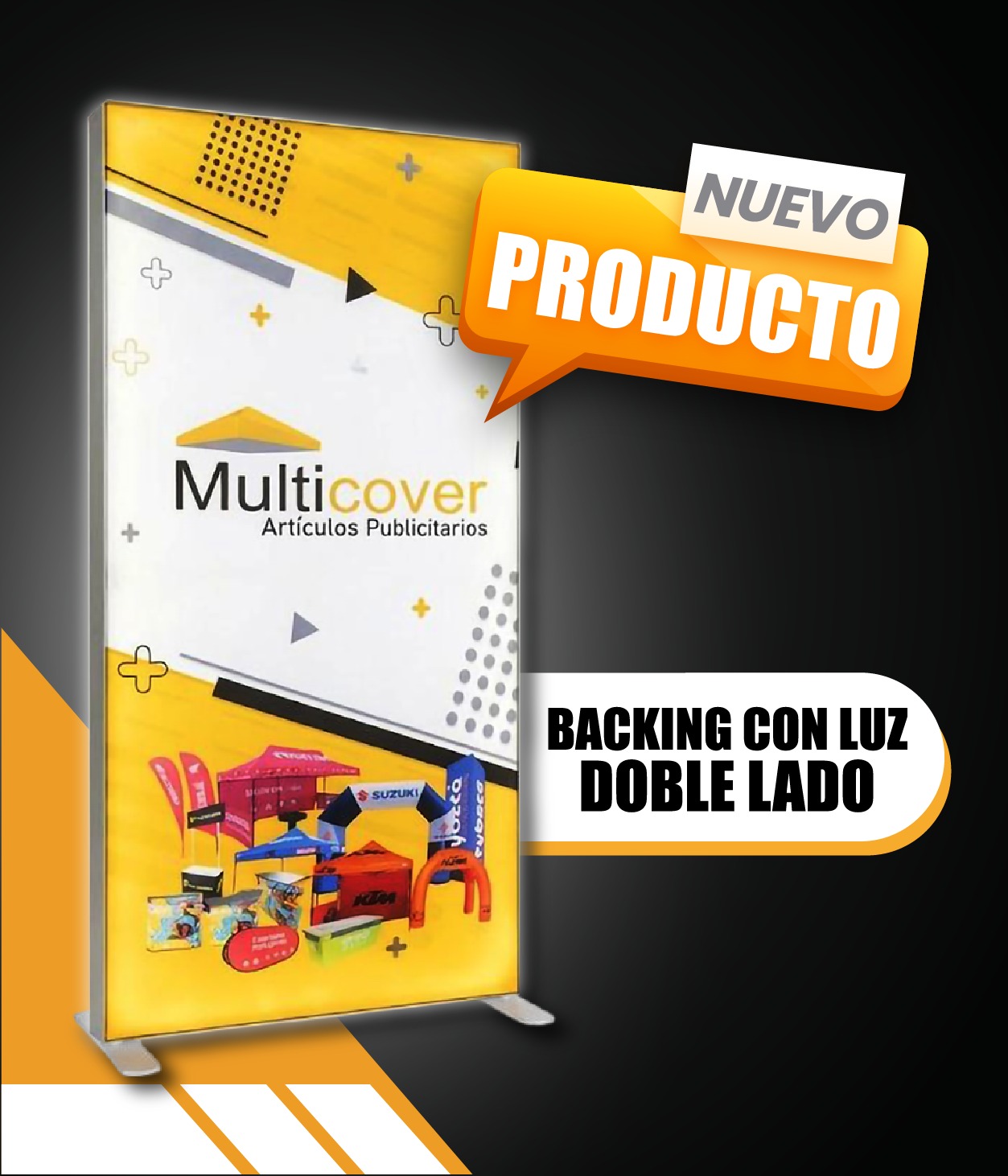 Backing con Luz Doble Lado personalizado para ferias, eventos y activaciones de marca