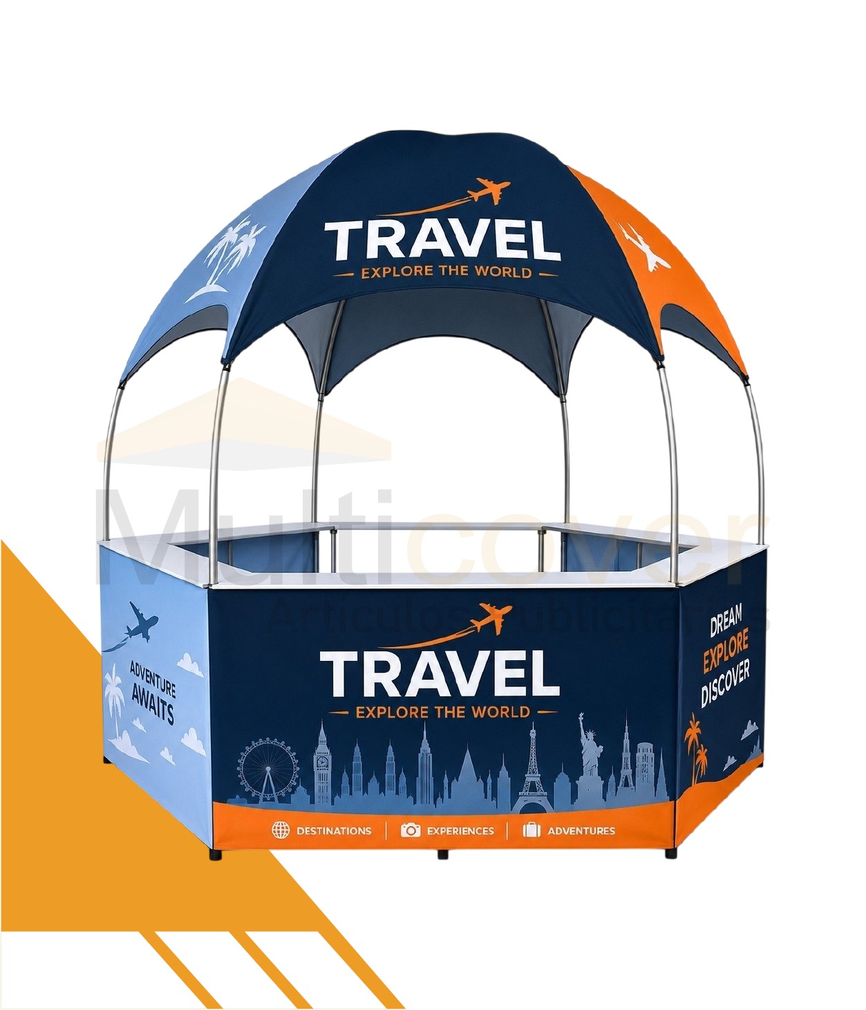 Carpa Domo 3x3 Multicover personalizada para ferias y eventos