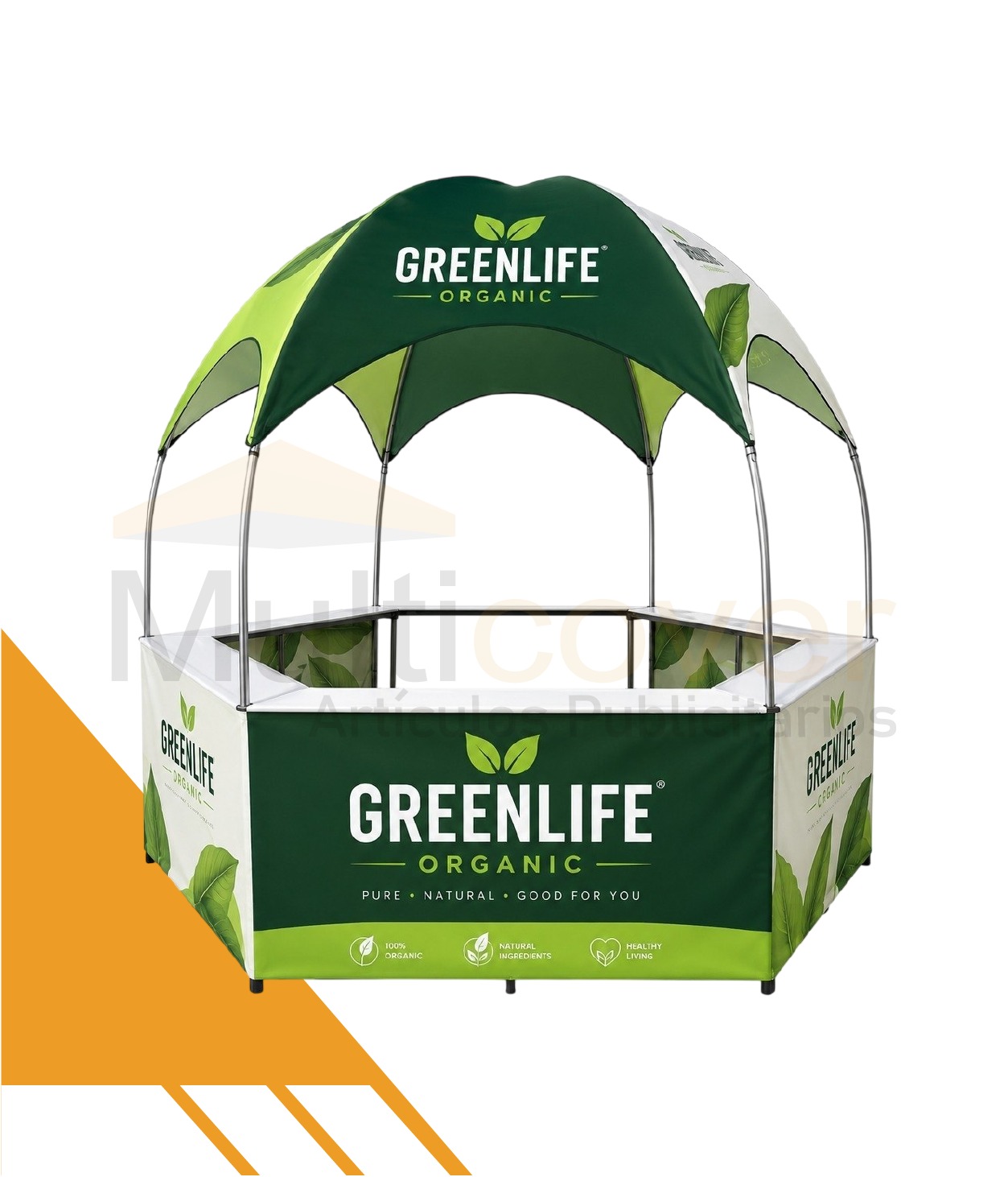 Carpa Domo 3x3 Multicover personalizada para ferias y eventos