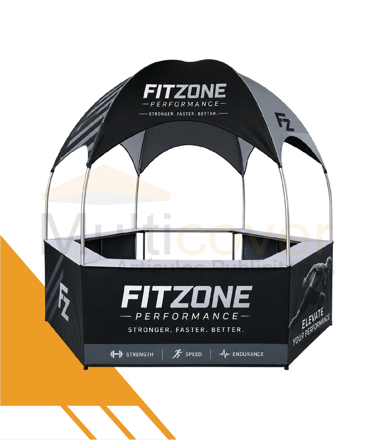 Carpa Domo 3x3 Multicover personalizada para ferias y eventos